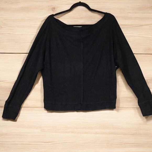 Caslon Women’s Black Waffle Knit Boat Neck Dolman Sleeve Top Size S NWOT - Picture 1 of 9